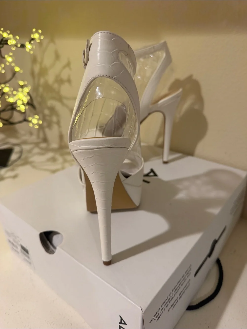 ALDO White Platform Open-Toe Ankle-Strap Sandals